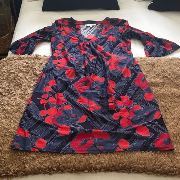 Jude Connally Red and Blue Patterned Dress - Picture 1 of 5